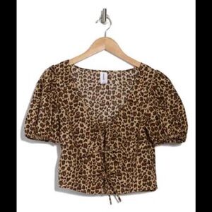Abound Leopard Print Puff Sleeve Blouse